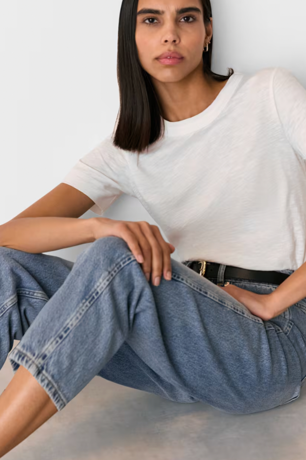 White Rosa Double Trim T-Shirt