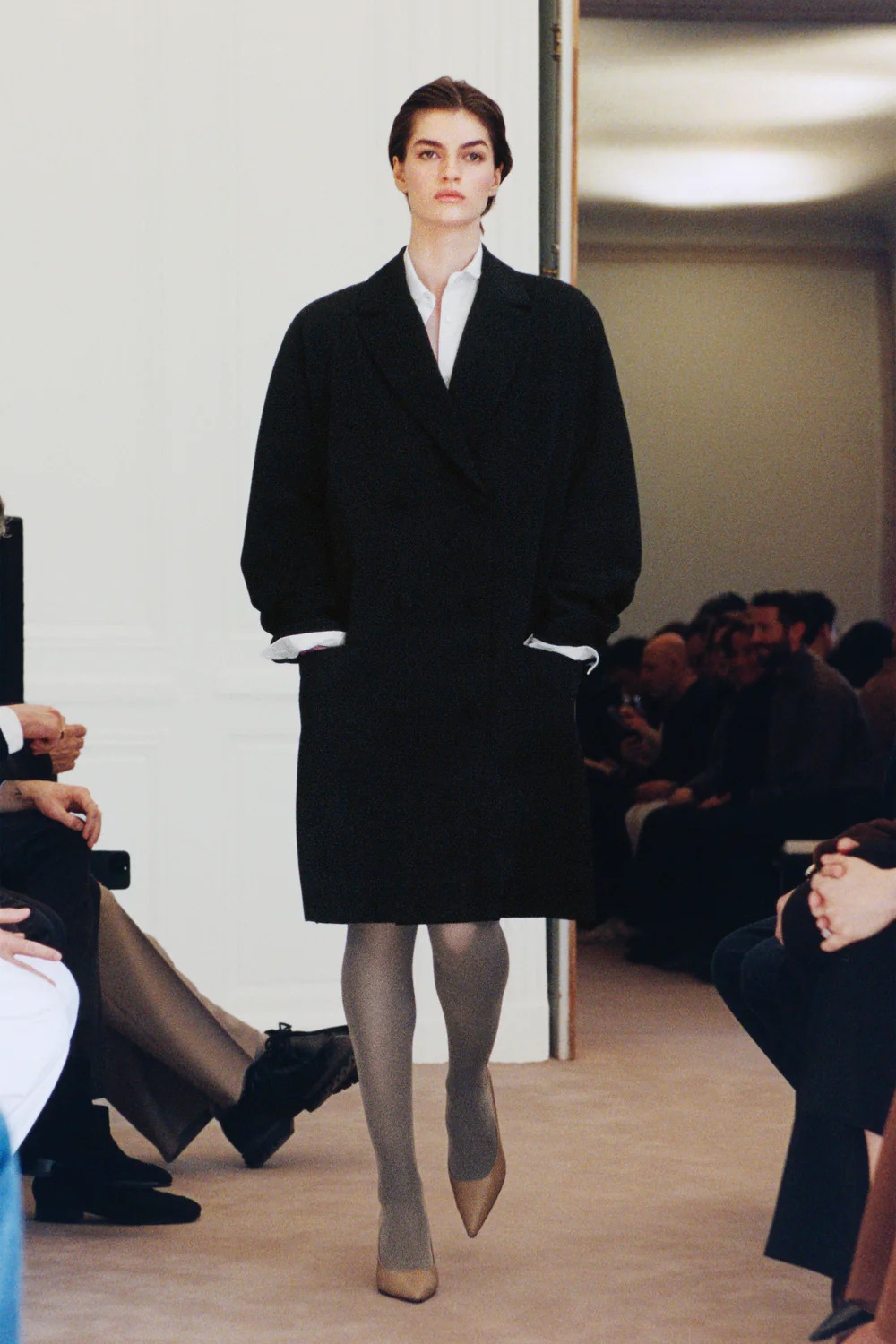 The Row model walks the Winter 2026 runway during Paris Fashion Week