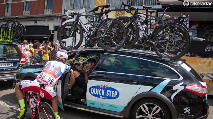 Last-minute team tactics right before riders are called to the start