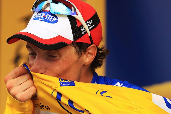 Kissing the maillot jaune at the 2010 Tour de France
