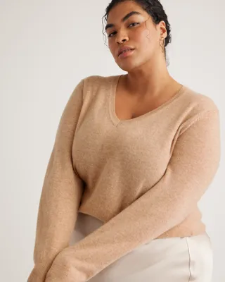 Quince Mongolian Cashmere V-Neck Sweater - Plus Size