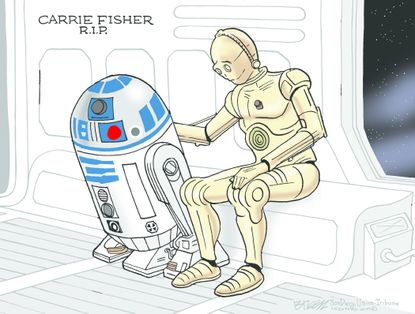 Editorial cartoon U.S. Carrie Fisher RIP Star Wars Obi wan kanobi