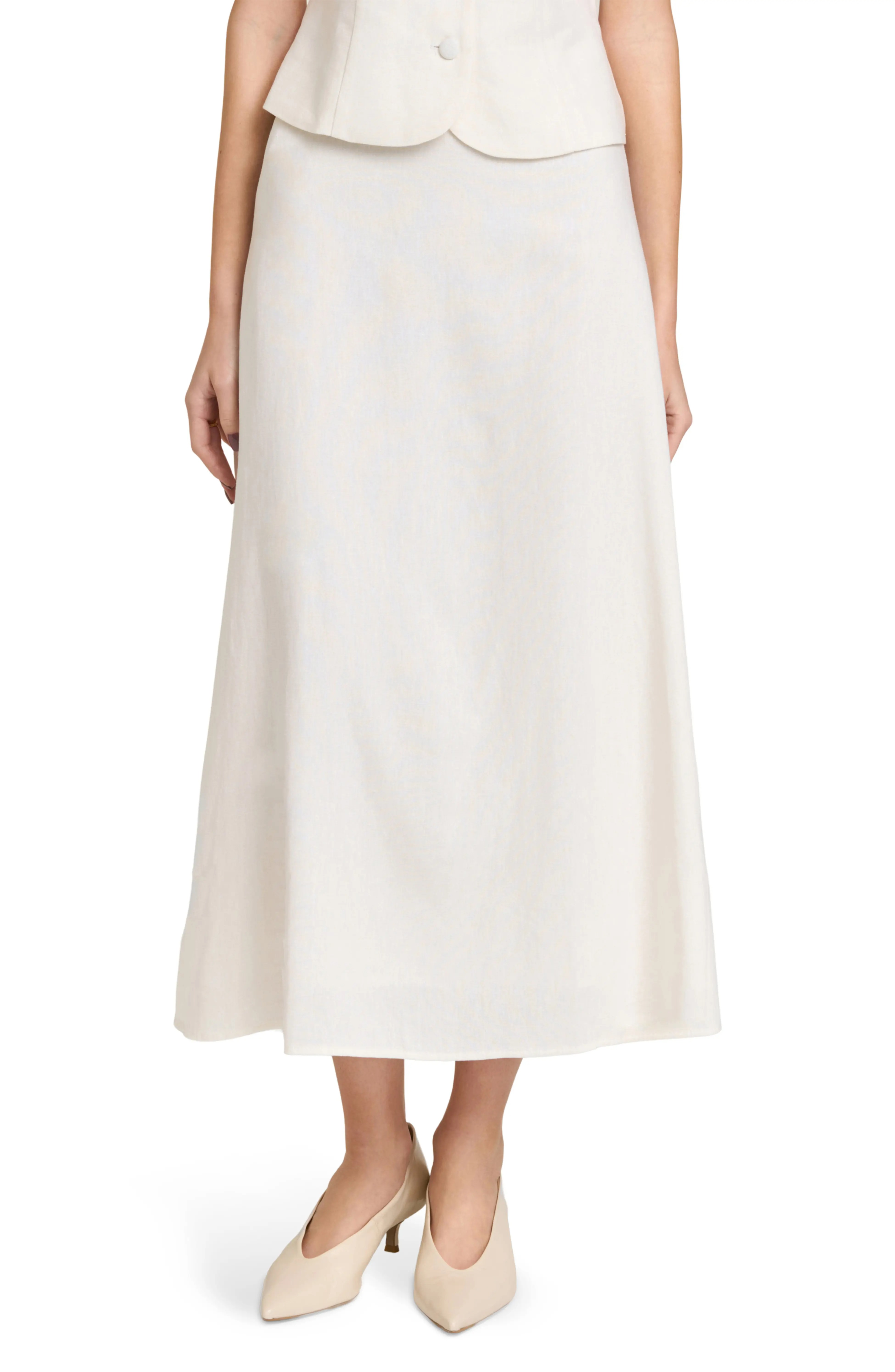 WAYF, Blair Linen Blend Midi Skirt