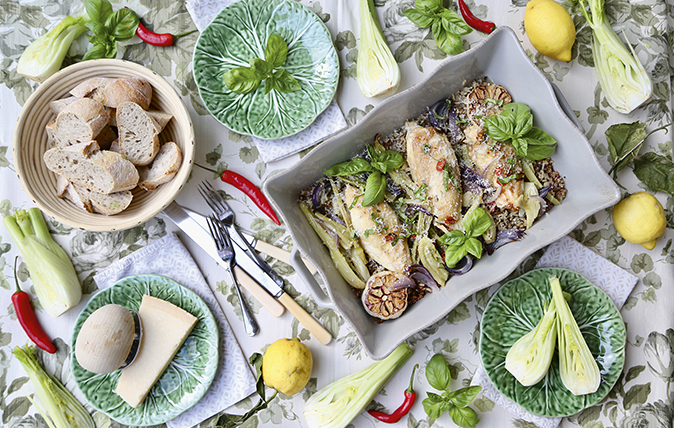 chicken, fennel and lemon traybake