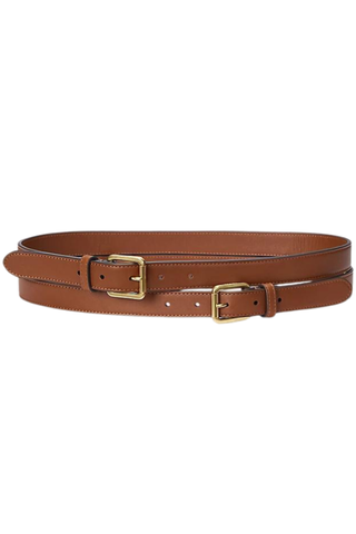 Double Buckle Leather Belt by Haute Cuir