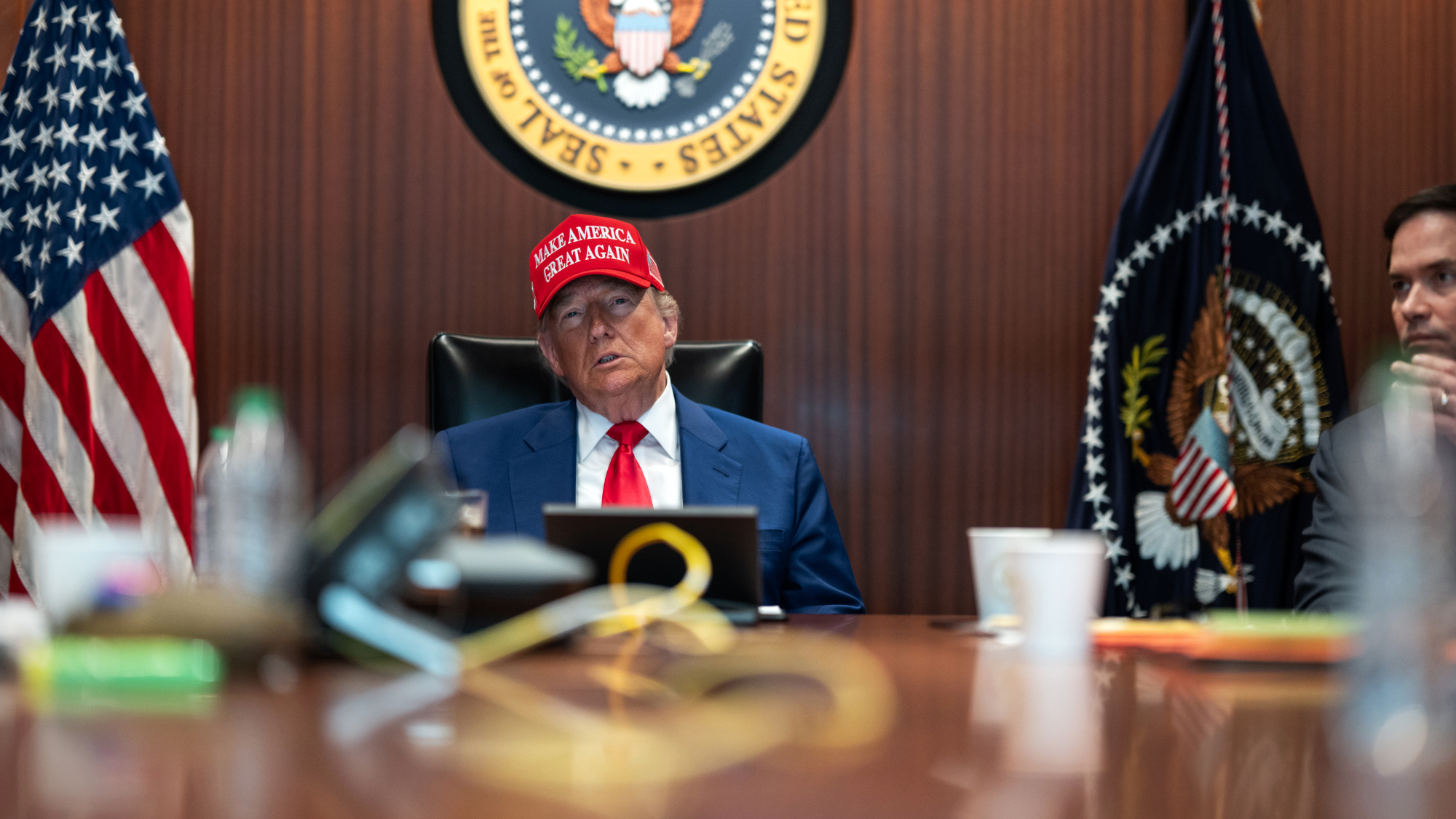 President Donald Trump in the White House Situation Room