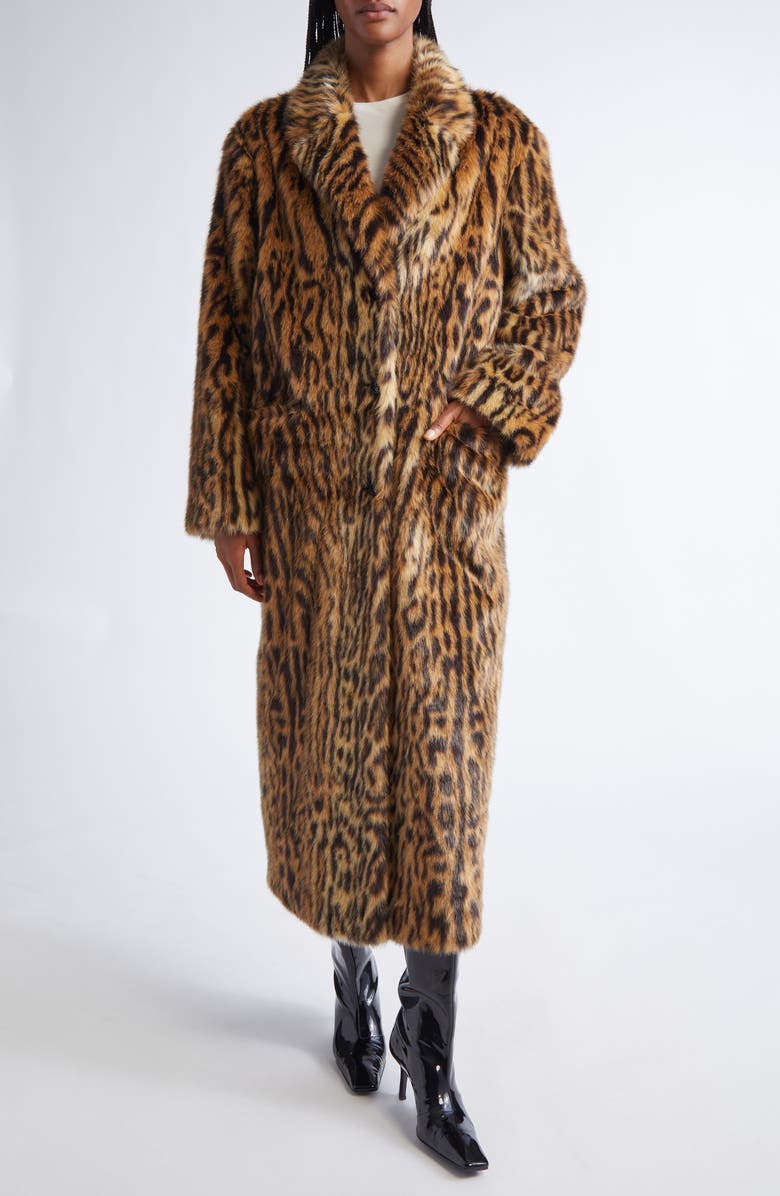 Stand Studio Marceline Leopard Print Faux Fur Coat