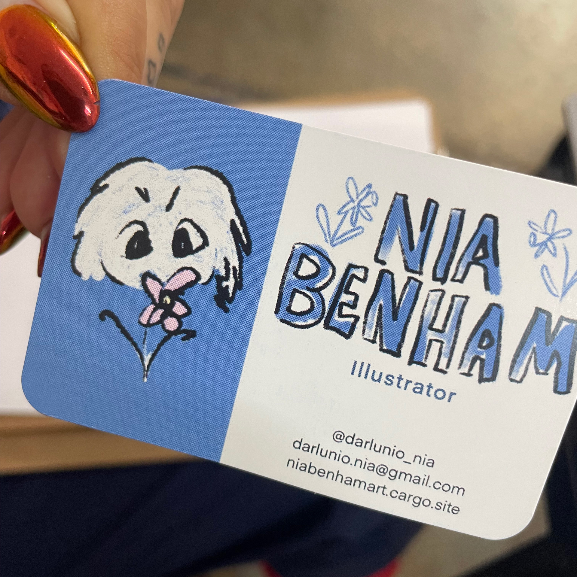 D&AD New Blood student work business card of Nia Benham