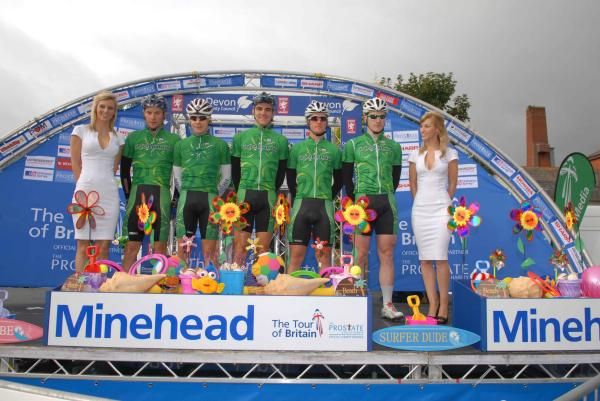 The Irish team on the podium at the Tour of Britain