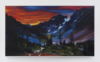 Painting of valley and mountains