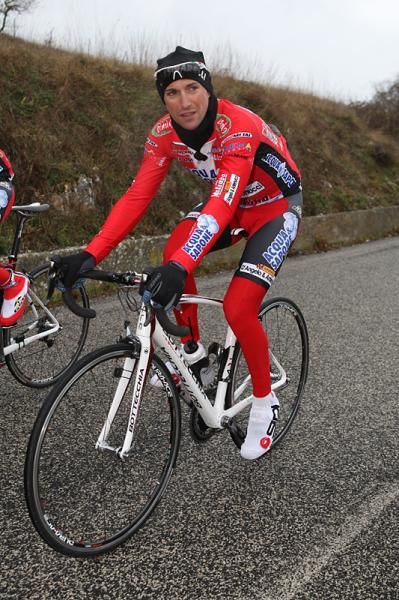 Stefano Garzeilli rides along on a chilly day.