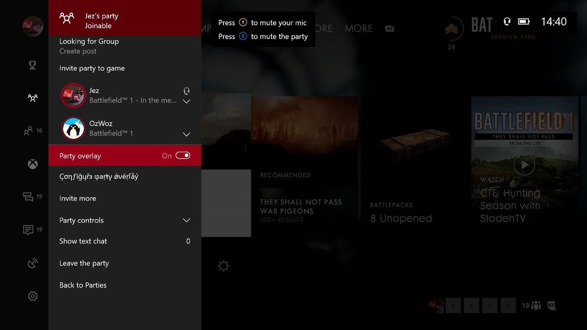 Here's how to use the new Xbox One party chat overlay | Windows Central