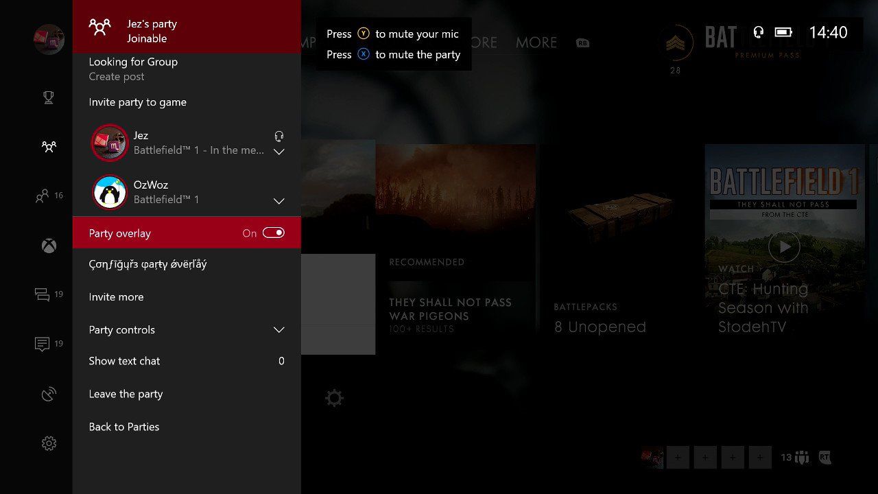 Here's how to use the new Xbox One party chat overlay Windows Central