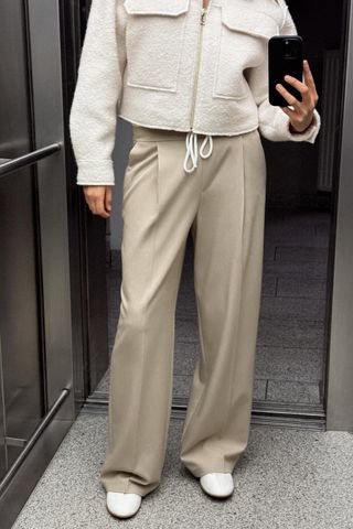 Wide-Leg Trousers With Double Waistband