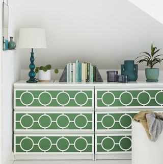 Green upcycled chest of drawers