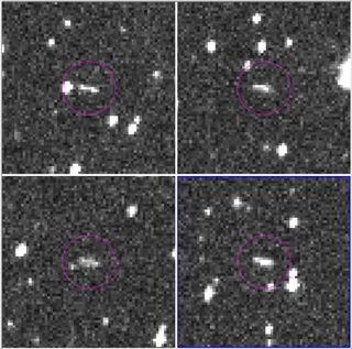 These images show the discovery of asteroid 2018 LA by the Catalina Sky Survey on June 2, 2018. The asteroid hit Earth 8 hours after these images were taken, burning up in Earth's upper atmosphere over Botswana, Africa.