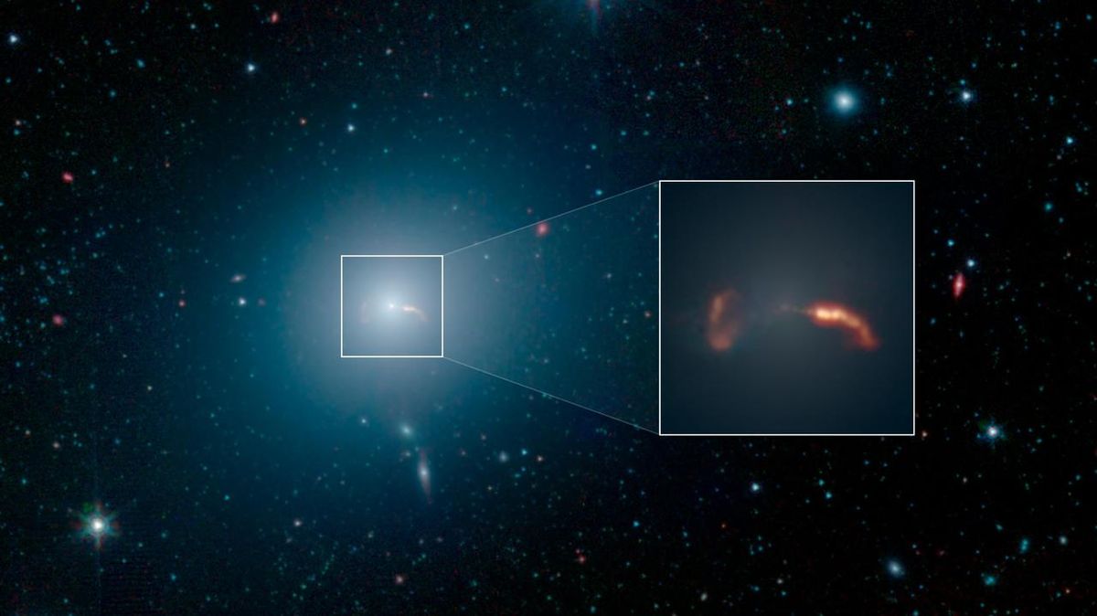 What does a giant black hole and its galaxy sound like?