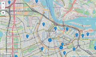 Only a few gateways are needed to provide city-wide LoRaWAN coverage, as this map of the Things Network in Amsterdam shows