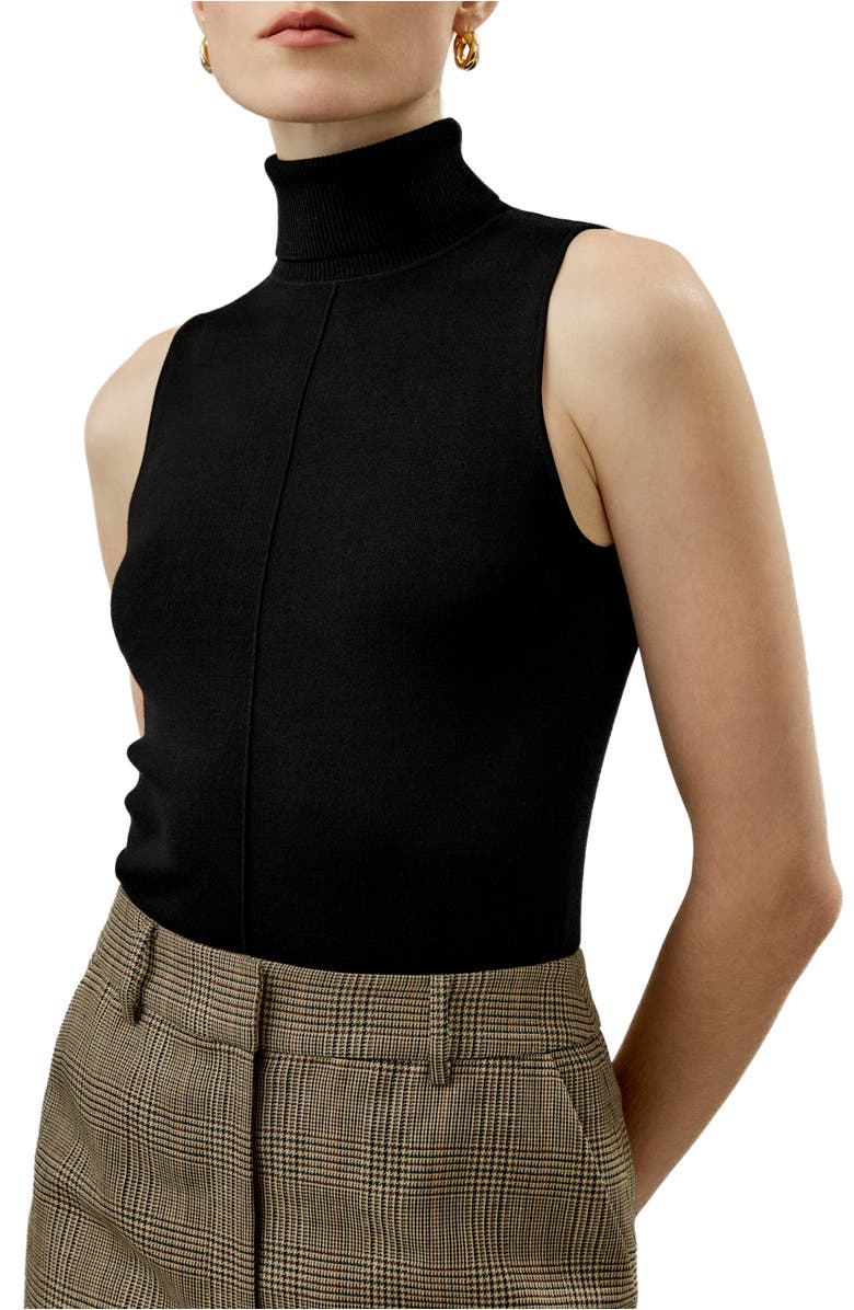 Silk Knitted Turtleneck Sleeveless Top