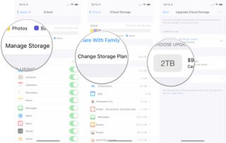 How to increase iCloud Drive storage space: Tap Manage Account Storage, Tap Change Plan, Choose storage plan.