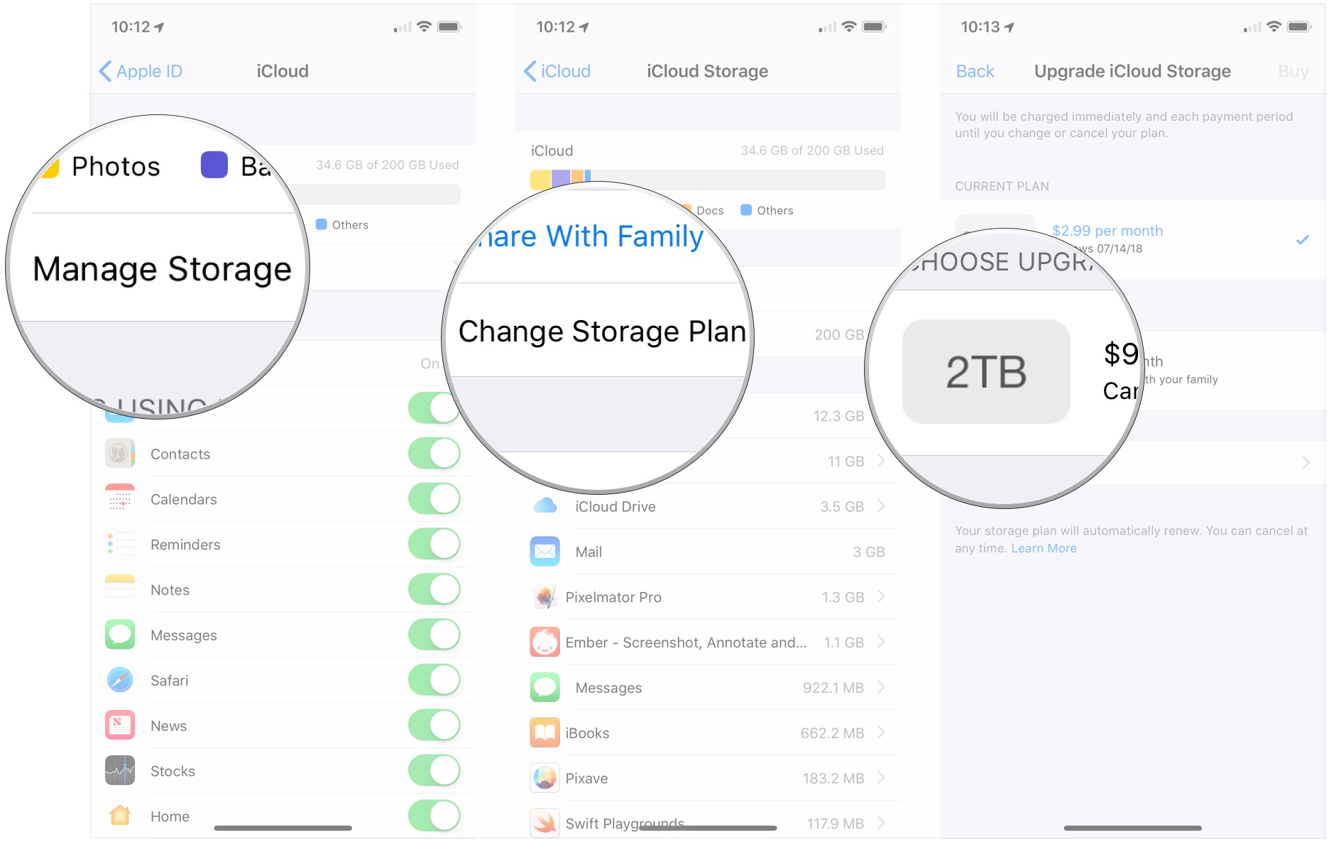 Планы хранилища icloud