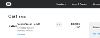Oculus website shows estimated delivery date of June 29th