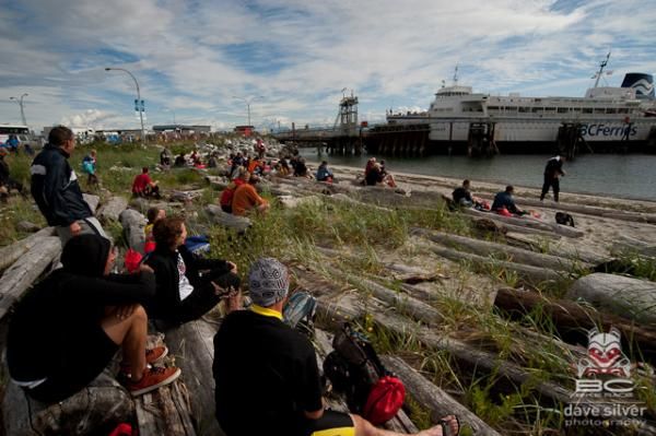 Riders await the ferry