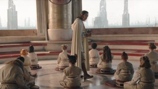 Master Sol (Lee Jung-jae) talking to a class of Jedi younglings in The Acolyte