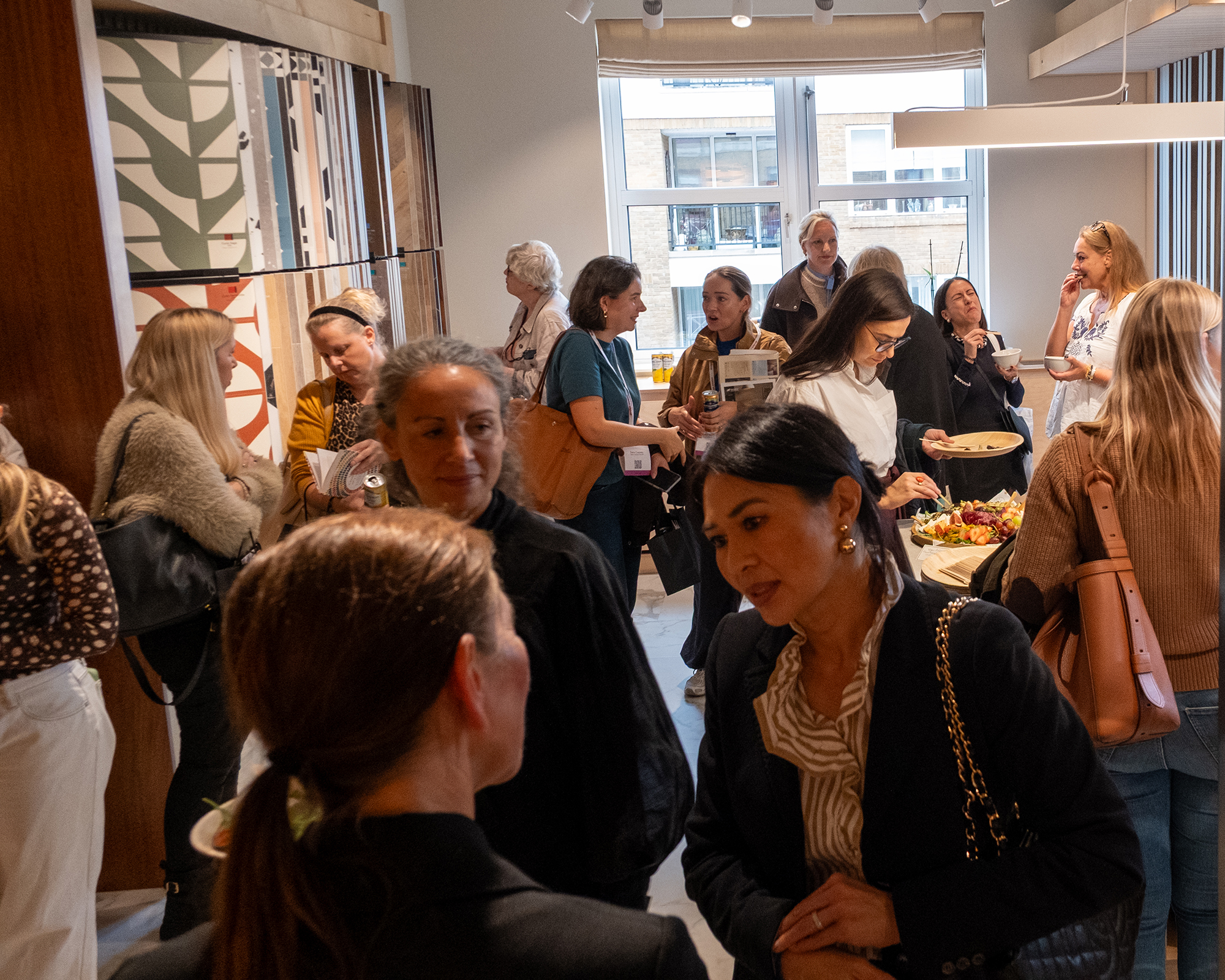 the crowd milling around the Karndean showroom
