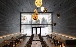 Interior lighting at Arctic treehouse