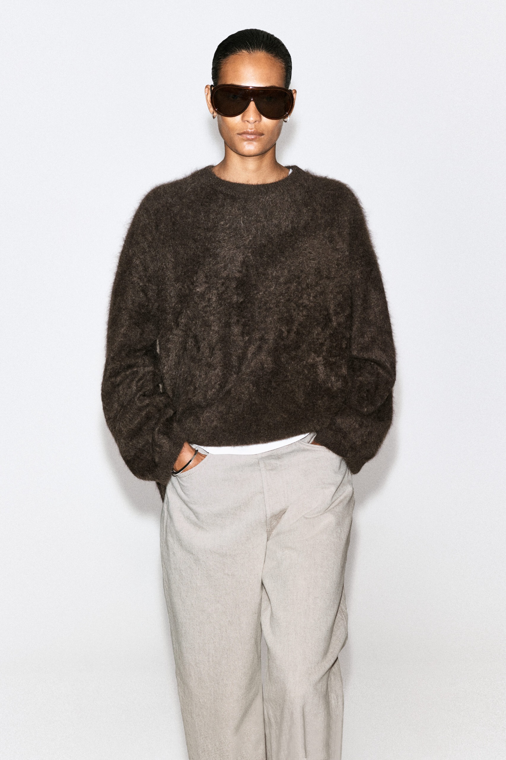 Brushed-Cashmere Crew-Neck Jumper