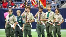 Scouts of BSA present colors at Houston Texans game