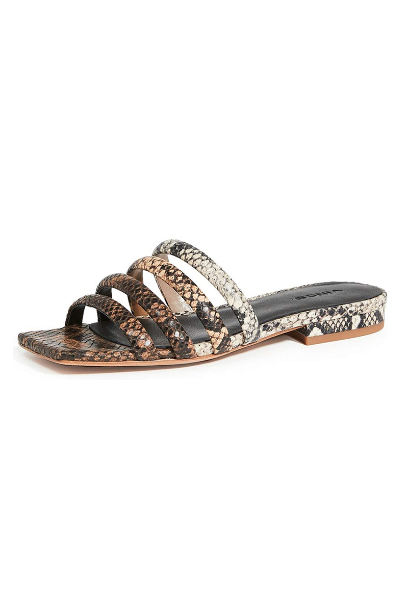 Vince Women's Zahara Slides, Coffee, Brown, Tan, Print, 6 Medium US