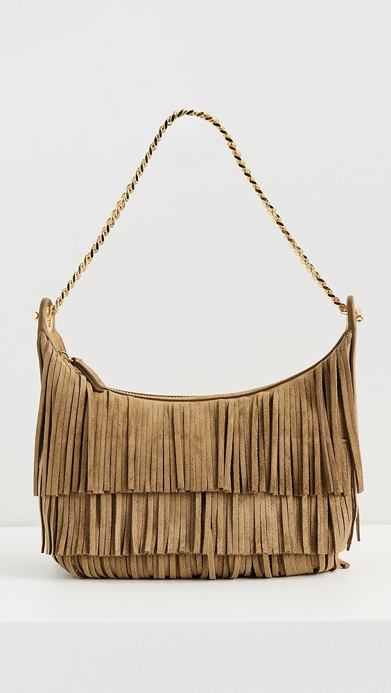 Veronica Beard Small Suede Fringe Fortune Hobo Bag