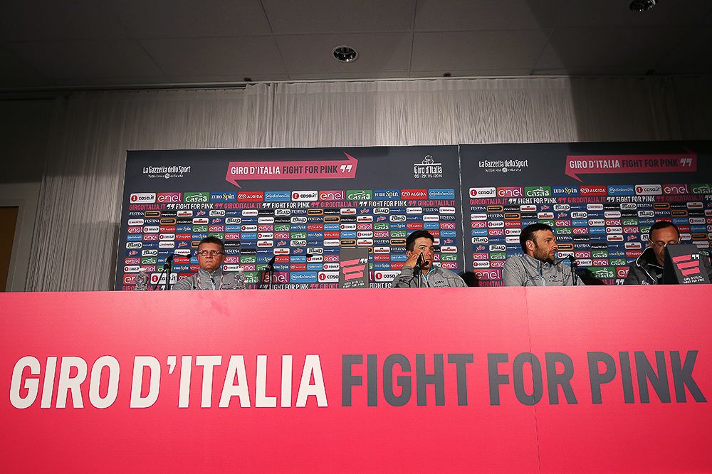 AG2R's Domenico Pozzovivo and Jean Christophe Peraud at the Giro press conference