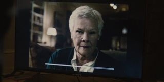 Dame Judi Dench appears through a pre-recorded message in Spectre.