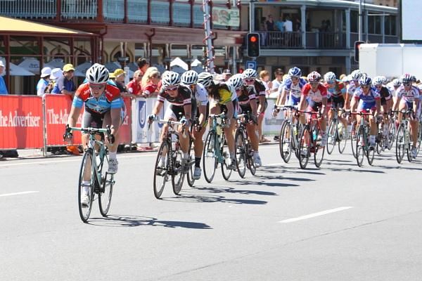 Carly Light (Jayco-AIS) tries to split the peloton