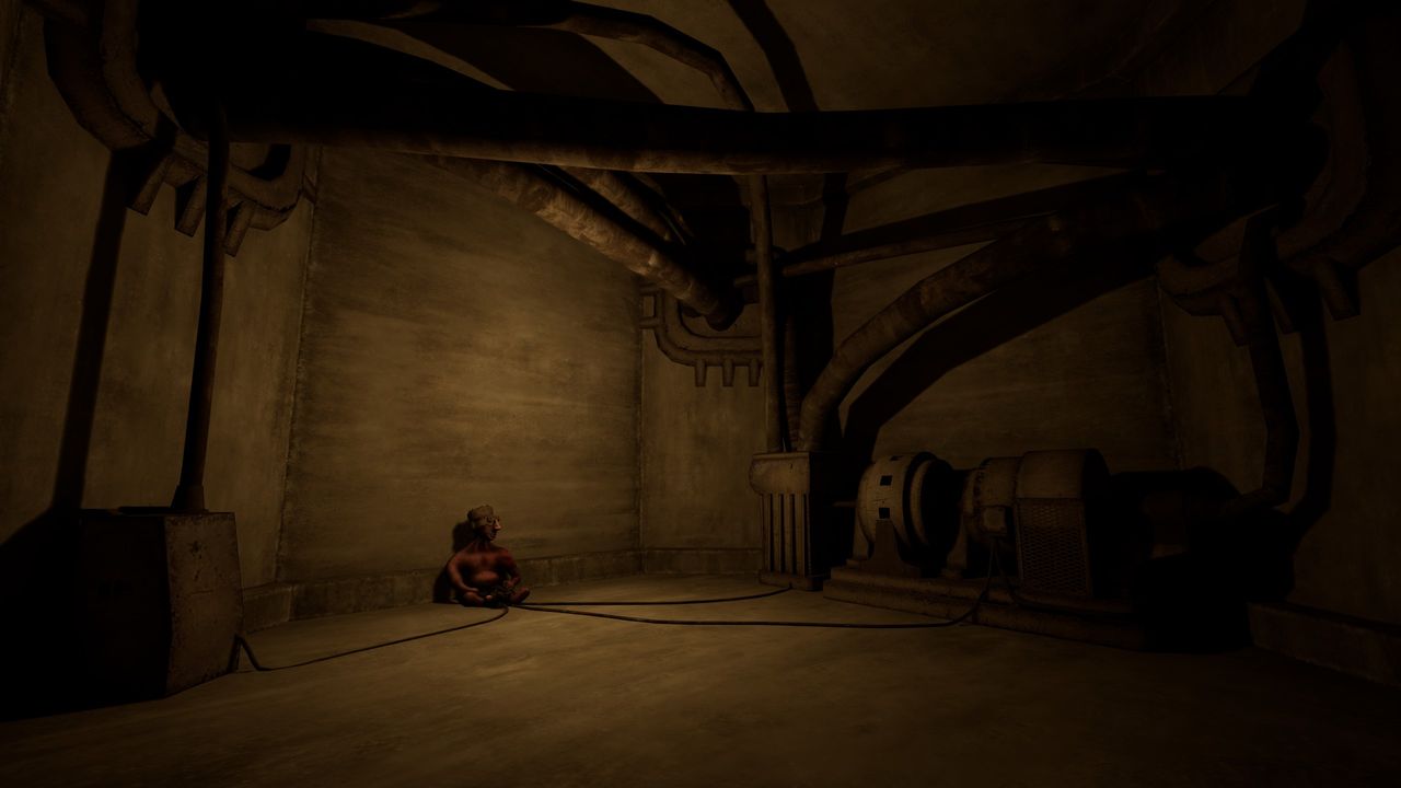 Vholume strange man in in middle of dark room