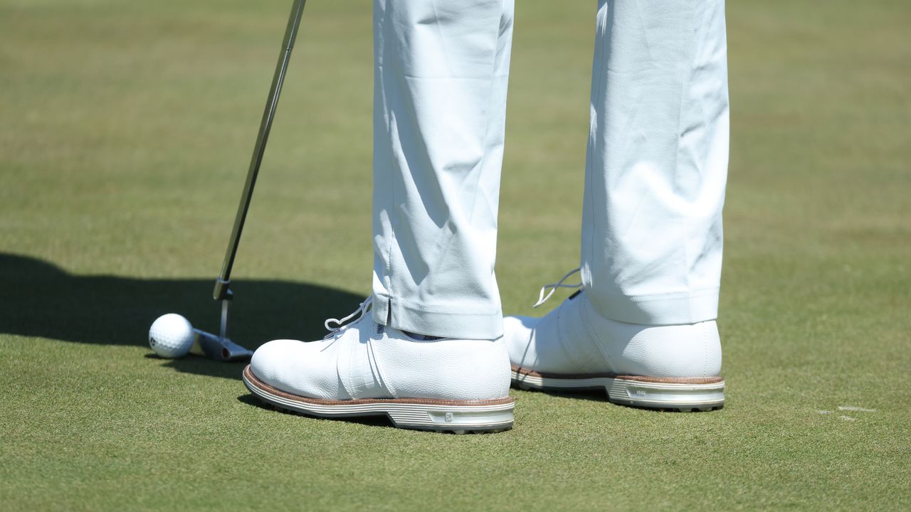 A detail of Tiger Woods&#039; during a practice round for the 2022 Masters