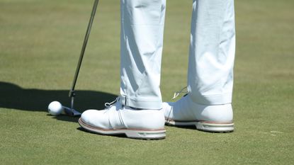 A detail of Tiger Woods' during a practice round for the 2022 Masters