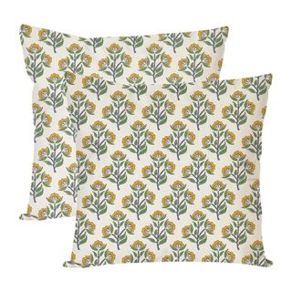 Block Print Throw Pillow Covers 18x18 Inch Set of 2