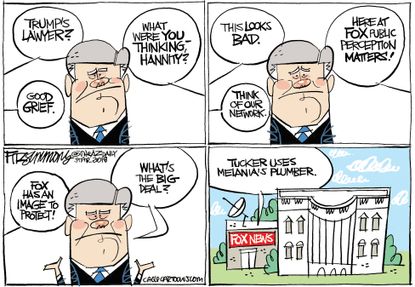 Political cartoon U.S. Sean Hannity Fox News White House Tucker Carlson