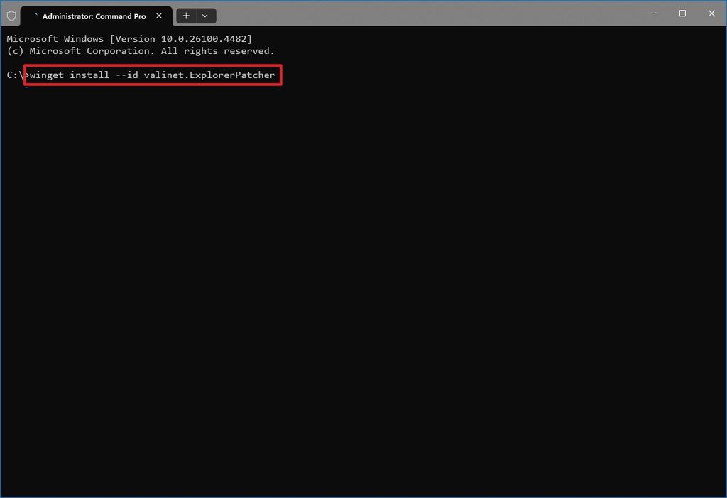 Install ExplorerPatcher