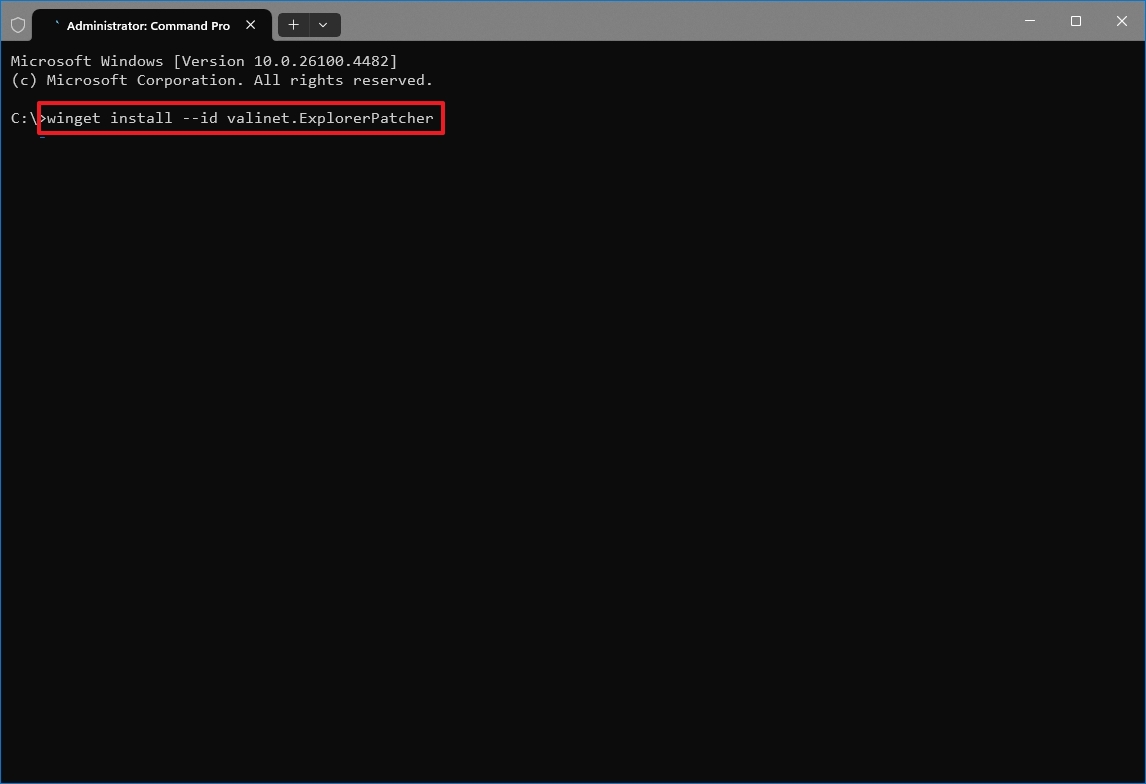 Install ExplorerPatcher
