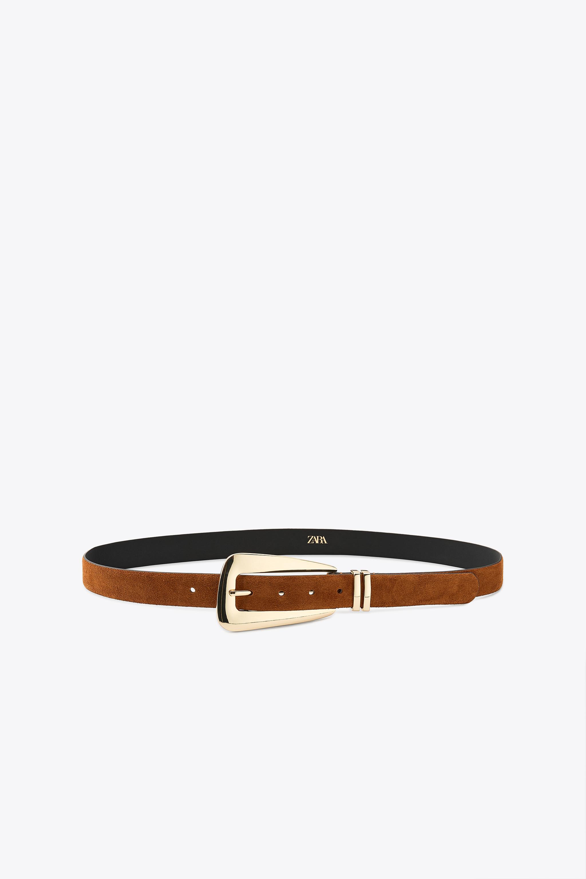 Split Leather Belt With Large Buckle