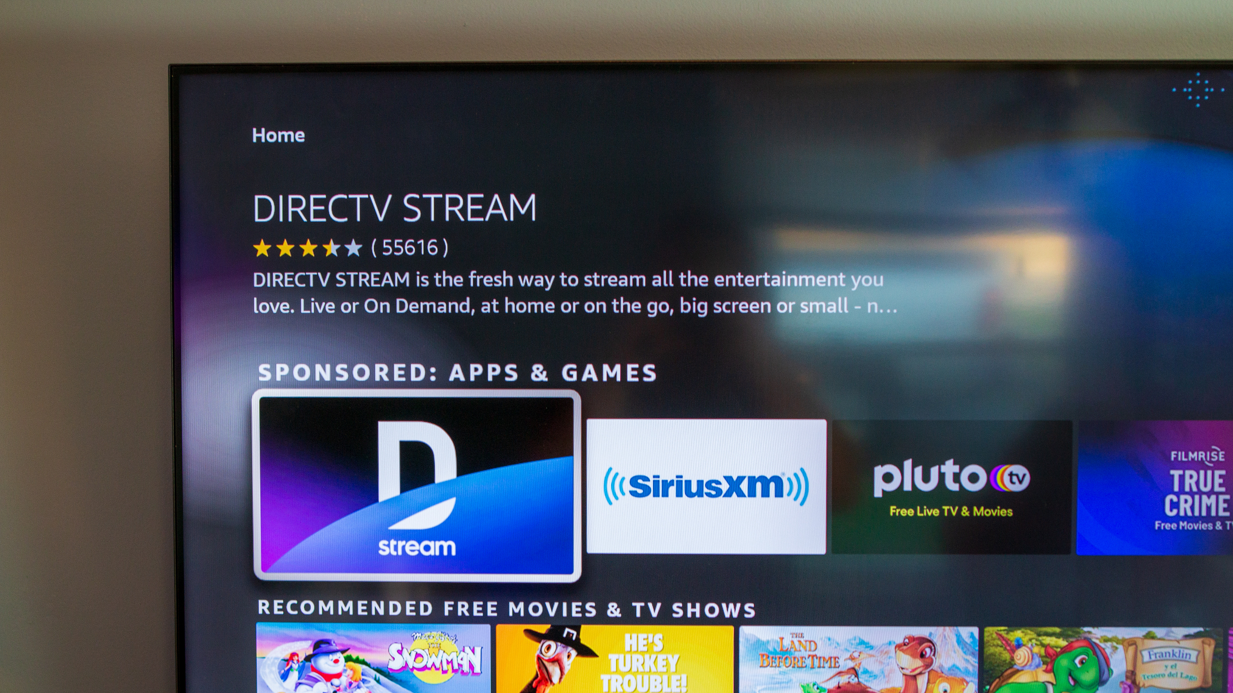 Sponsored apps and games on Amazon Fire TV Cube (2022)