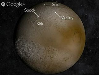 Hypothetical Pluto Craters with 'Star Trek' Names