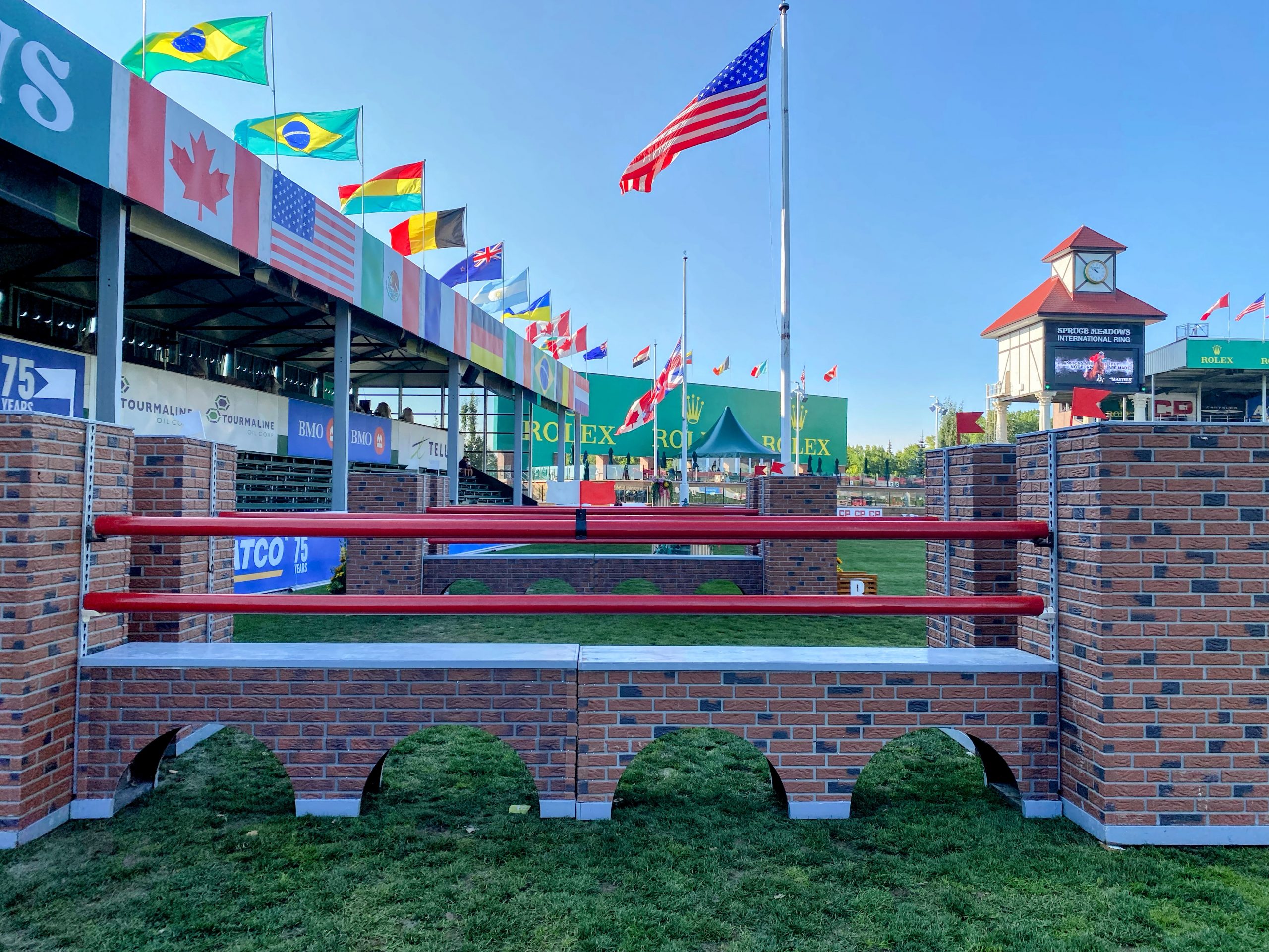 Showjumping fences: the brick double in the CP International grand prix at Spruce Meadows, Canada