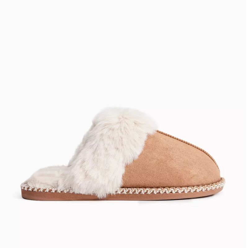TU , Fur Trim Mule Slippers