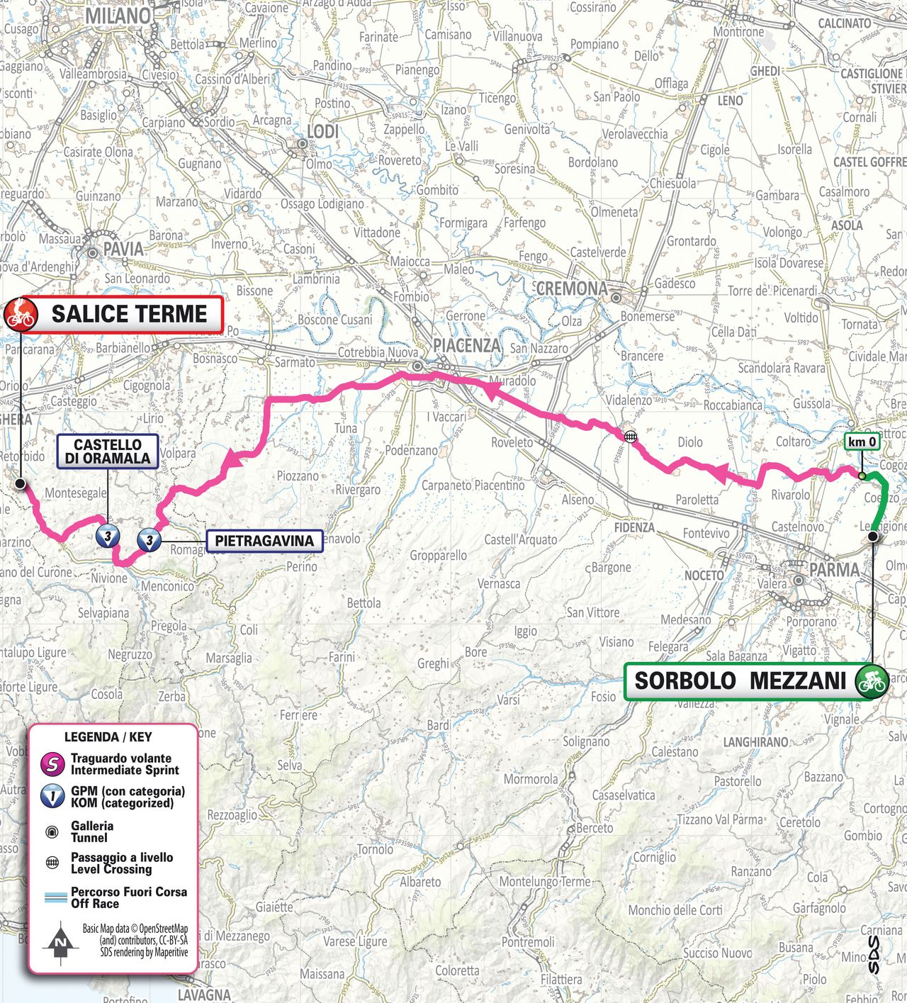 Map of stage 7 of the 2026 Giro d'Italia Women